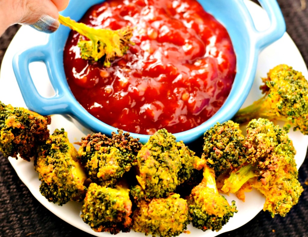 Air Fryer Crispy Broccoli with Indian spices and besan- a gluten free savory snack!