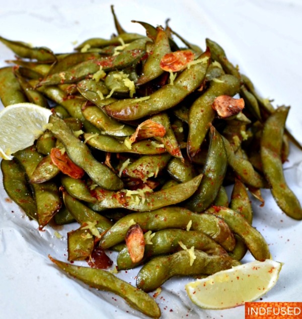 Air Fryer Garlicky Spiced Edamame in 17 minutes!